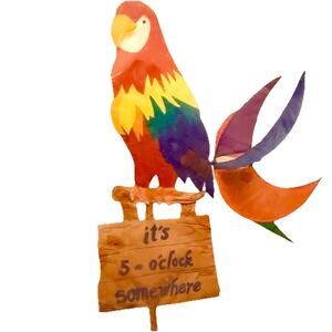 NEW PARROT WIND SPINNER“It's 5 O'clock Somewhere” Garden Decor Motion Art 3281-C